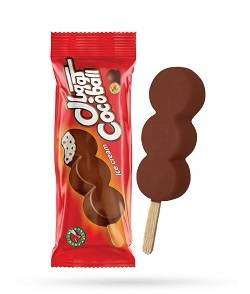 کوکوبال بستنی چوبی وانیلی با روکش کاکائو